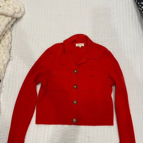 Sézane Betty Cardigan Coral Red - Picture 6 of 6